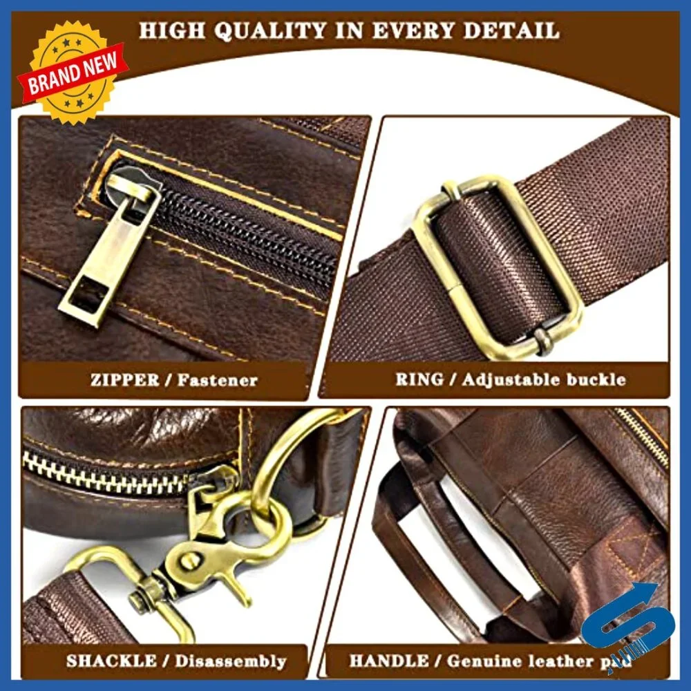 Genuine Leather Briefcase for Men, 15.6 Inch Laptop Business Travel Bag